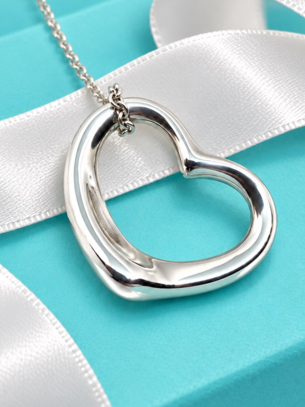 Tiffany & Co. Elsa Peretti Open Heart Necklace 22mm Sterling Silver 5.7 grams